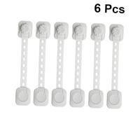 FUNNETOYU 6 piezas Cerraduras de Seguridad para Ajustables Cinturón Flexible con Cierre Lateral Adhesivas y Reutilizables para Armarios Refrigerador y Muebles Protección Infantil Blanca