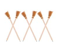 FUNNETOYU 6 Piezas Lápices Pequeños Forma de Escoba de Bruja Herramienta de Dibujo y Escritura Creativa Natural Portátiles para Fiestas de Halloween y Diario