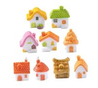 FUNNETOYU 9 Piezas Miniature Resin Thatched House Figurines Vintage Style Garden Ornaments For Fairy Gardens Plant Pots Micro Landscape DIY Decoration