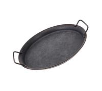 FUNNETOYU Bandeja Redonda de Hierro Forjado 30 CM Negra con Asas Bandeja Decorativa Multifuncional para Servir Alimentos y Almacenamiento en Cocina y Fotografía