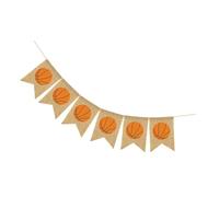FUNNETOYU Banderines de Lino para Fiesta de Baloncesto 6 Piezas en Forma de V Decoración Colgante para Pared y Casa Pancarta Reutilizable para Eventos y Reuniones Familiares