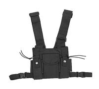 FUNNETOYU Bolso Pecho Hombre Ajustable con Soporte para Radio Chaleco Táctico Reflectante de Resistente con Triple Bolsillo para Seguridad Profesional