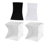 FUNNETOYU Caja de Luz Portátil para Fotografía 30 CM con 70 Leds Kit Mini con 2 Fondos Negro y Blanco Iluminación Suave y Regulable para Joyas Cosméticos y Objetos Pequeños