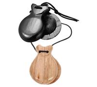 FUNNETOYU Castañuelas De Percusión De Madera para Adultos, Tamaño Pequeño, Color Natural y Negro, Instrumento Musical Flamenco para Aprendizaje y Educación, Set De 2 Unidades