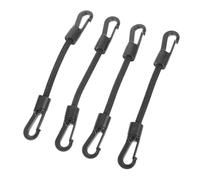 FUNNETOYU Cinchas Elásticas Gancho Negro para Uso Diario y Senderismo, Cuerda de Gancho Multifunción de Pom y Cuerda de Goma, Paquete de 4 Piezas