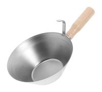 FUNNETOYU Cubeta de Cemento con Mango de Madera, Pala para Raspar Yeso y Barro, Herramienta de Construcción Versátil para Albañilería y Paneles de Yeso, Bandeja Resistente para Mezcla