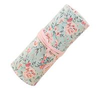 FUNNETOYU Estuche de Lápices de Lona Hecho a Mano con 48 Ranuras, Enrollable con Cuerda, Portátil y Elegante para Guardar Pinceles y Bolígrafos en Rosa