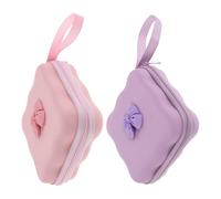 FUNNETOYU Estuche Portátil Rígido para Auriculares y Cables 2 Piezas Pequeño Tamaño 125X125X5 CM Bolsa Organizadora de Almacenamiento Divisores Internos Colores Rosa y Morado Adecuado