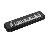 FUNNETOYU Estuche Rígido para Lápices y Portalápices de Plástico Negro, Compacto y Resistente, Diseño Teclado Piano, para Estudiantes y Oficina, Almacenamiento Multifuncional Escolar