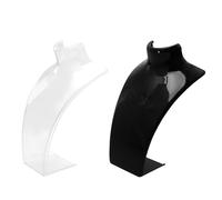 FUNNETOYU Expositor de Collares 2 Piezas Acrílico Negro y Transparente 21 CM Soporte para Joyas Modelo Busto Exhibidor para Joyería Tienda y Organización de Accesorios