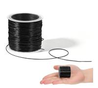 FUNNETOYU Hilo para extensiones de cabello negro en rollo de silicona, cuerda elástica sin costuras para peinados y proyectos DIY con cuentas, resistente y ajustable para accesorios y