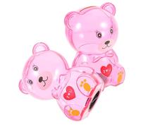 FUNNETOYU Hucha Transparente Forma De Oso para Niños y Niñas De 8 a 12 Años, Pequeña y Compacta, Ranura Amplia y Tope Extraíble, Banco De Ahorro Hogar, Pack De 2 Unidades Rosa