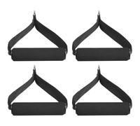 FUNNETOYU Juego de 4 Mangos de un Agarre en plástico con mosquetones, Color Negro, para Gomas de Resistencia y Entrenamiento de Fuerza en casa y Gimnasio