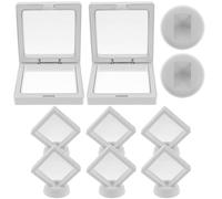 FUNNETOYU Juego de 8 Marcos de Exhibición Flotante para Monedas, Caja Transparente de PE Soporte Cuadrado 7x7x2 Cm para Medallas, Monedas de Desafío y Joyas, Estante Protector