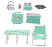 FUNNETOYU Juguetes para Camping Infantil con Muebles Miniatura para Casa de Muñecas Incluye Mesa de Picnic Sillas y Estufa de Gas Accesorios Realistas para Simulación Familiar