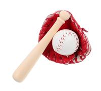 FUNNETOYU Kit Miniatura Béisbol Bate Guante y Pelota Roja para Decoración rol Casas de Muñecas