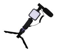 FUNNETOYU Kit para Móvil con Luz Selfie LED y Micrófono Soporte Estable para Fotografía y Streaming Interior y Exterior Incluido