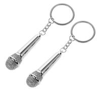 FUNNETOYU Llavero de Metal Forma de Micrófono, 2 Piezas, Plata