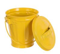FUNNETOYU Mini Bote de Basura con Tapa Amarillo para Escritorio, Cubo Pequeño de Metal 10x10x9 Cm, Papelera para Habitación Pequeña, Oficina y Cocina, Almacenamiento Compacto para Hogar