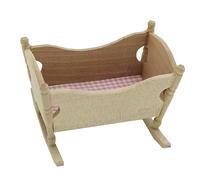 FUNNETOYU Mini Cuna de Madera para Casa de Muñecas Realista de Mueble Infantil Juguete Decorativo Seguro con Superficie Suave para Desarrollo y