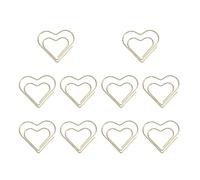 FUNNETOYU Organizadores Resistentes de Hierro 10 Clips Forma de Corazón de Papel Metálicos Dorados para Oficina, Hogar y Regalos Creativos