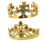 FUNNETOYU para Fiesta Infantil 2 Piezas Coronas Doradas de Halloween y Cumpleaños Accesorio Cosplay Ligero y Resistente para Disfraces y Sesiones de Fotos