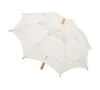 FUNNETOYU Paraguas De Encaje Grande Blanco Vintage para Fotografía y Boda, Sombrilla De Algodón Decorativa para Niños y Cosplay, Accesorio Artesanal Elegante y Ligero
