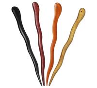 FUNNETOYU Pasador Pelo de Madera Sándalo 4piezas para Moños Elegantes, Accesorios Chinos Cabello Largo, Palillos de Pelo Vintage Cómodos sin Irritación para Mujer