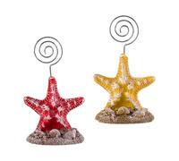 FUNNETOYU Pinzas Porta Notas de Escritorio 2 Piezas Forma de Estrella de Mar Amarilla y Roja Accesorios Creativos para Oficina y Decoración de Mesa Estilo Mediterráneo Clips para Fotos y