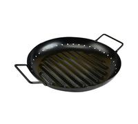 FUNNETOYU Placa Redonda para Barbacoa de Acero Inoxidable Bandeja Antiadherente para Asar Carne Accesorio Bbq Resistente y para Uso Doméstico y Profesional