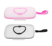 FUNNETOYU Porta Toallitas Recargable para Bebés 2 Unidades, Estuche Portátil de Plástico Seguro Tapa Hermética, Diseño Compacto Corazón para Viaje y Uso Diario en Bolsa de Pañales