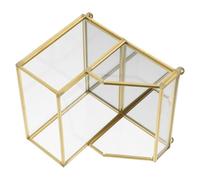 FUNNETOYU Portatarjetas de Visita con Borde Dorado Caja Organizadora Vertical para Tarjetas Estándar Soporte de Exhibición para Mesa de Oficina Elegante Expositor Multifuncional