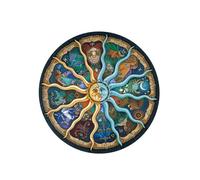 FUNNETOYU Rompecabezas Redondo Educativo de 500 Piezas para Adultos, Papel Resistente, Rompecabezas del Zodiaco, Juego de Mesa para Entretenimiento y Desarrollo Mental, Adecuado