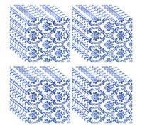 FUNNETOYU Servilletas de papel con diseño impreso azul y blanco, paquete de 80 hojas para fiestas, banquetes y decoraciones navideñas