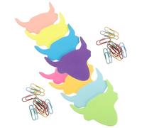 FUNNETOYU Set de 8 Blocs de Notas Adhesivas Diseño de Vaca 24 Clips Metálicos para Papelería, Notas Autoadhesivas Divertidas y Clips de Fijación para Oficina y Aula