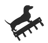 FUNNETOYU Soporte de Pared para Llaves de Hierro Forjado en Forma de Perro Negro Colgador Multifuncional de 15X12 CM para Medallas Deportivas Ropa y Correas Gancho Decorativo para Hogar