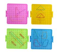 FUNNETOYU Tabla de Uñas Matemáticas 4 Piezas Juguete Didáctico para Niños 16Cm Tablero Geometría Aprendizaje para Escuela y Hogar