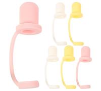 FUNNETOYU Tapones de Silicona Reutilizables para Pajitas de 8-10mm, Cubiertas Protectoras de Paja en Colores Delicados para Picnic y Fiesta, Paquete de 6 Piezas