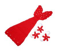 FUNNETOYU Traje Sirenita Niña Recién Nacido Rojo Disfraz Crochet Infantil para Fotografía Accesorios Originales para Sesiones Fotográficas Bebés