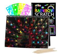 Funngy Scratch Art para Niños,Kratzbilder für Kinder Papel de Rascar para Niños Manualidades con Grabados Rainbow Magic Scratch Papel Rainbow Scratch Art para Niños Dibujos Notas Juegos