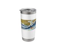 Funnny Retro Vintage Surfing a Wave Dachshund Lover Vaso térmico de acero inoxidable de doble pared