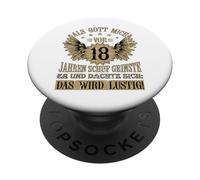 Funny 18 cumpleaños Cuando Dios me creó Hace 18 años Diseño PopSockets PopGrip Adhesivo