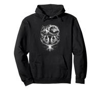 Funny 3 Howling Wolf En El Bosque Luna Llena Cosmic Vintage Sudadera con Capucha