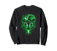 Funny 3 Howling Wolf En El Bosque Verde Luna Llena Vintage Sudadera