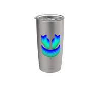 Funny 3D SmilingFace Aqua|Azul Oscuro Vaso térmico de acero inoxidable de doble pared