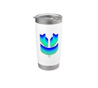 Funny 3D SmilingFace Aqua|Azul Oscuro Vaso térmico de acero inoxidable de doble pared