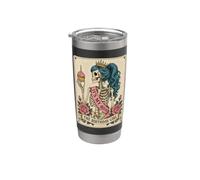 Funny 40th Birthday Skeleton Tarot Card Retro Gothic Graphic Vaso térmico de acero inoxidable de doble pared