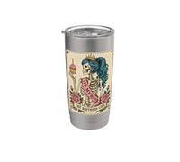 Funny 40th Birthday Skeleton Tarot Card Retro Gothic Graphic Vaso térmico de acero inoxidable de doble pared
