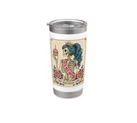 Funny 40th Birthday Skeleton Tarot Card Retro Gothic Graphic Vaso térmico de acero inoxidable de doble pared