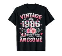 Funny 40th Birthday Vintage 1986 Floral 40 Years Old Awesome Camiseta